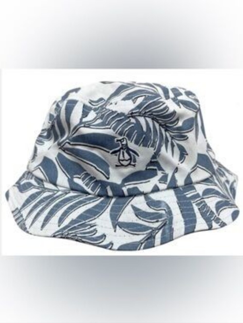 Original Penguin White Bucket Hat with Navy Tropical Print NWT